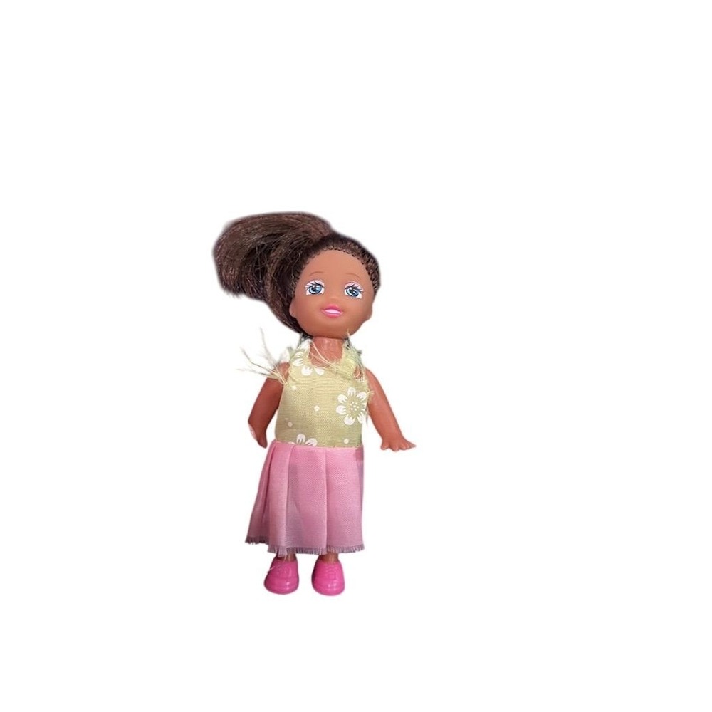 Vintage 1990s Simba Toys Mini Fashion Doll‎ 5" Floral Top Pink Skirt